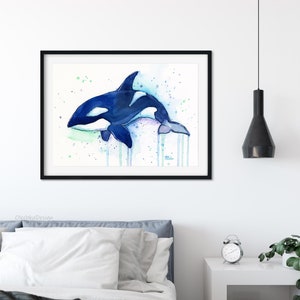 Killer Whale Orca Watercolor Art Print, Whale Art, Whale Painting, Orca Art, Sea Creatures, Nursery Art Print, Orca Painting, Whale Wall Art image 5