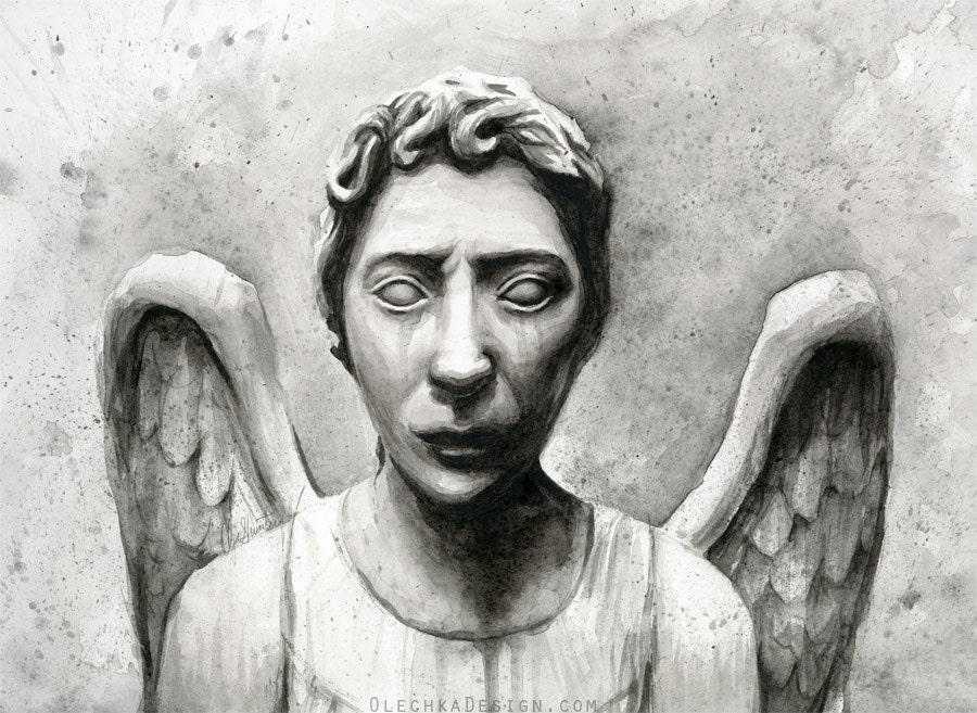 Weeping Angels Art Doctor Who Art Print Angel Watercolor - Etsy