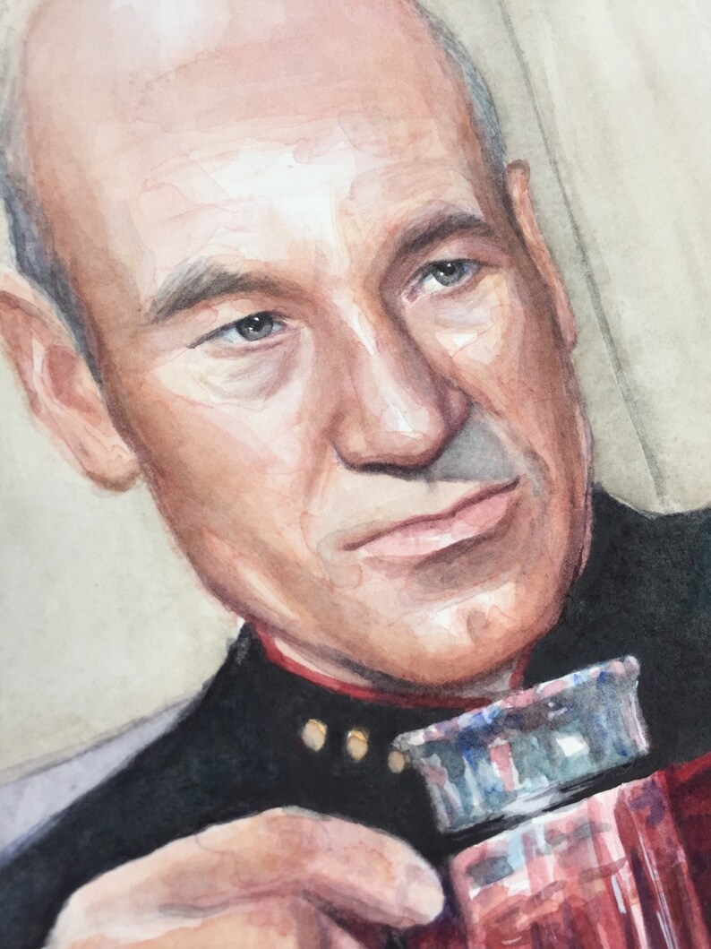 Captain Picard Earl Grey Tea ORIGINAL Watercolor Painting | Etsy
