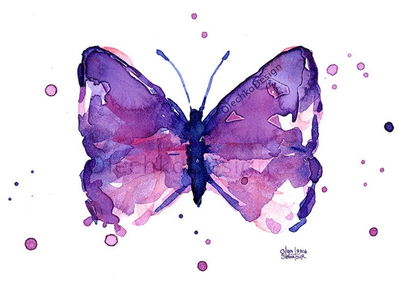Butterfly Art, Butterfly Watercolor Painting, Abstract Butterfly, Purple Butterfly, Watercolor Art Print, Butterfly Print, Butterfly Art image 2