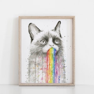 Grumpy Cat Watercolor Giclee Art Print, Animal Portrait image 7