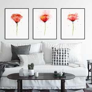 Poppy Wall Art, Poppy Print, Red Poppy Watercolor, Red Poppy Flower, Abstract Art Print of Watercolor Painting, Plants, Nature, Poppies image 10