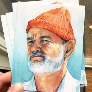 Steve Zossou Bill Murray Postkarte, Leben Wasserkarten, Bill Murray Leben Wasserkunst, lustige Postkarte, Aquarell Postkarten, Geek Postkarten