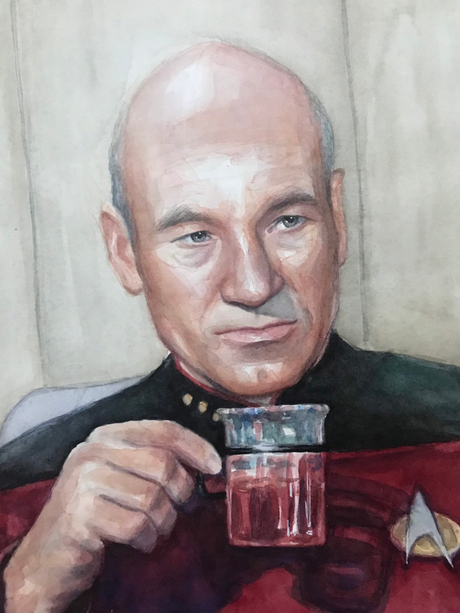 Captain Picard Earl Grey Tea ORIGINAL Watercolor Painting | Etsy