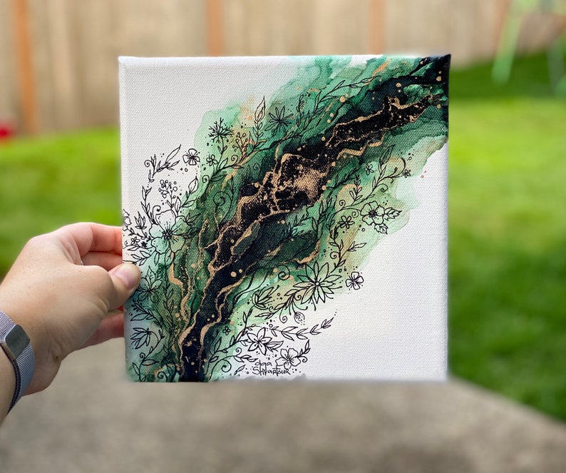 Ink on Canvas Painting Original Ink Painting Abstract Etsy