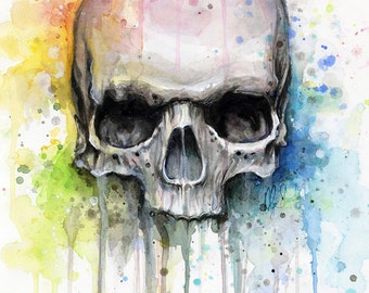 Skull Art, Skull Print, Rainbow Skull, Skull Wall Art, Skull