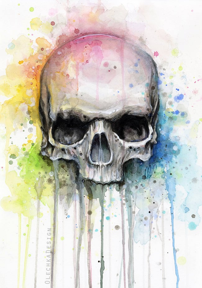 Skull Art, Skull Print, Rainbow Skull, Skull Wall Art, Skull