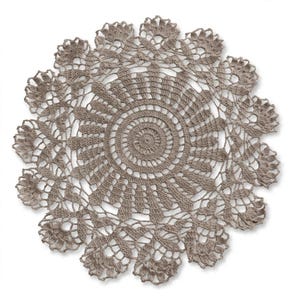 Tapete de ganchillo grande de 45 cm, centro de mesa de encaje de algodón color topo, decoración de mesa de centro estilo rústico, regalo hecho a mano