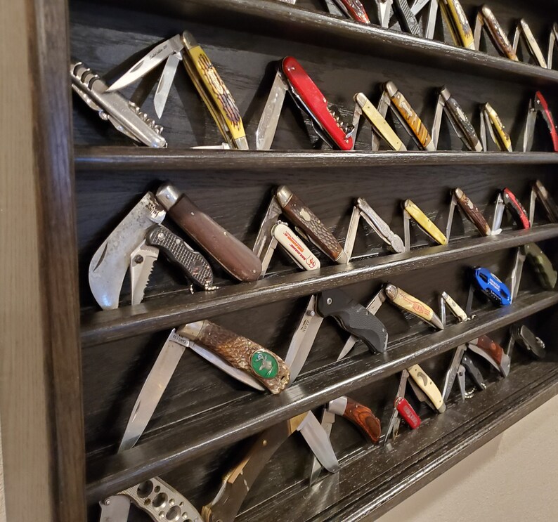 Large Pocket Knife/folding Knife Display Case in TRUE BLACK Etsy