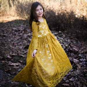 Gold lace dress with sleeves top