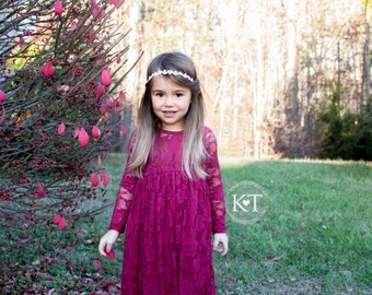 maroon flower girl dress
