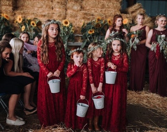 etsy burgundy flower girl dress