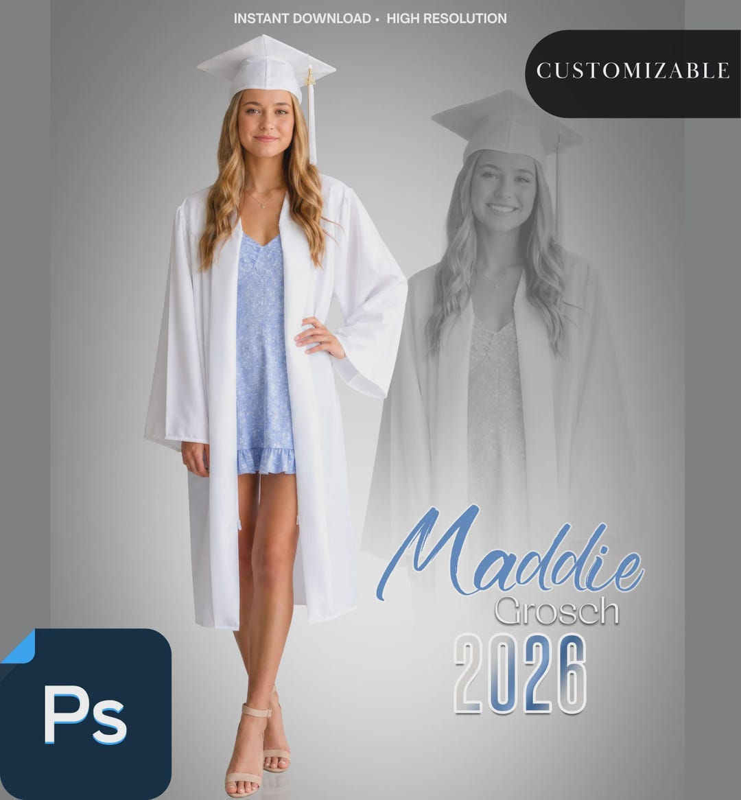 Customizable Graduation Screen Digital Photo Template | Cap and Gown ...