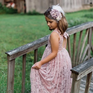 Blush Lace Keyhole Sweetheart Dress Ready to Ship Flower Girl, Wedding, Girl, Toddler, vintage, rustic dress, summer, spring, winter image 7