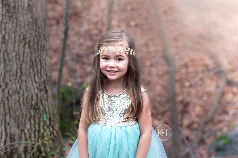 Ready to Ship Femi Rhinestone Headband Girl, toddler, child, flower girl, wedding, bridesmaid, bride, bridal, gold image 1