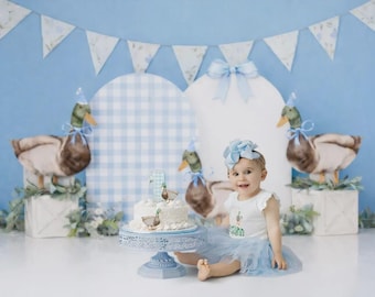 Blue Duck Cake Smash Background | Farm Birthday Backdrop | Digital Download (PNG Format)