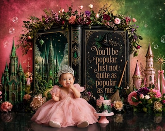 Wicked Inspired Digital Backdrop | Storybook Castle Background | Cake Smash Setup  (PNG Format)