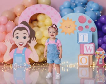 Dos fondos de cumpleaños pastel inspirados en Rachel / Pastel de globos (formato PNG)