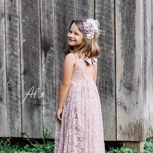 Blush Lace Keyhole Sweetheart Dress Ready to Ship Flower Girl, Wedding, Girl, Toddler, vintage, rustic dress, summer, spring, winter image 4