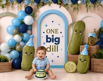 One Big Deal Pickle Digital Backdrop | Cake Smash Photo Setup (PNG Format)