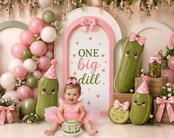 One Big Deal Pickle Digital Backdrop | Cake Smash Photo Setup (PNG Format)