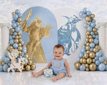 Hercules Inspired Digital Backdrop | Greek Mythology Background | Olympus Theme Cake Smash Photography (PNG Format)
