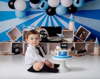 Boss Baby Heist Smash Cake Background | Digital Photography Backdrop (PNG Format)