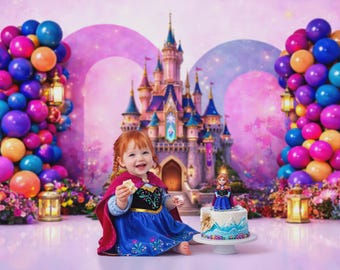 Frozen Inspired Digital Backdrop | Anna Princess Castle Background | Cake Smash Photography (PNG Format)