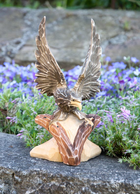 木彫り 鷹？鷲？ 置物 61cm 自宅保存品 販売 木製鷲の彫刻 木彫り 鷹