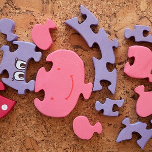 Wooden Baby Puzzle. Nursery Decor. Wooden Animals, Wooden Toys, Family ...