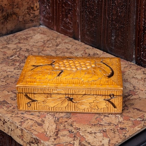 Wooden Casket, Vintage Casket, Casket with grapes, Jewelry box, Box 90&#39;s, USSR Box, Home decor, Wooden box, Handmade Casket, rare box