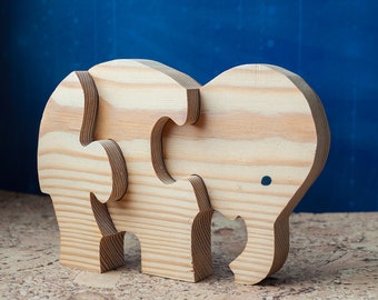 Wooden Puzzles. Animal puzzle elephant. Baby Gift. Eco game, Eco toys. Toy for children. Handmade toys. Educational toys. Kids Gift