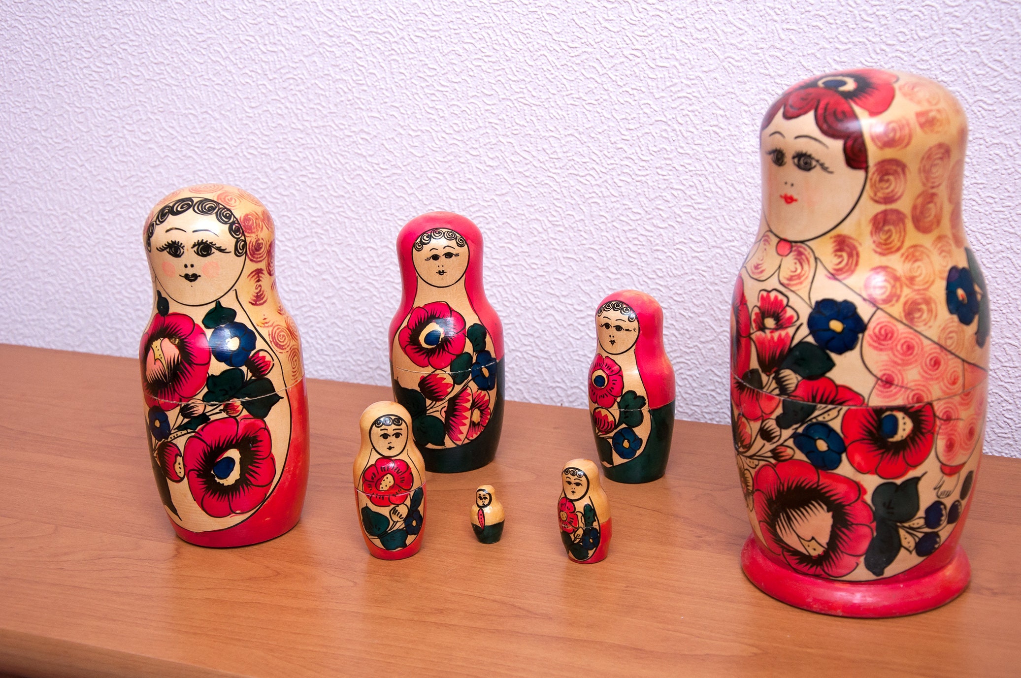 マトリョーシカ人形、ウクライナの木製人形、7 個セット、木製玩具