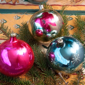 Christmas glass ornament Balls USSR, Christmas tree decorations, New Year decorations, New Year Christmas, tree toys, Russian Xmas decor