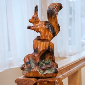 Wooden Squirrel, Vintage Carved Wooden Squirrel, Squirrel figurine, handmade Squirrel sculpture, sculpture animal, USSR Squirrel