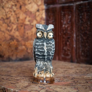 Wooden Owl, Carved Wooden Owl, Owl figurine, handmade Owl sculpture, wooden animals, Wooden Birds, decor, Owl statue