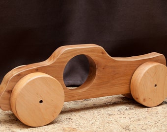 Handcrafted Alder Wood Toy Car, Eco-Friendly Baby Gift