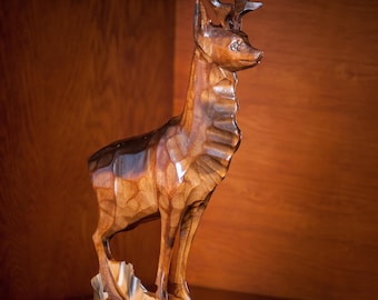 Wooden deer. Vintage Deer figure. Wood deer sculpture. Wooden deer statue hand carved. Deer СССР. Home Decor. Wooden animals