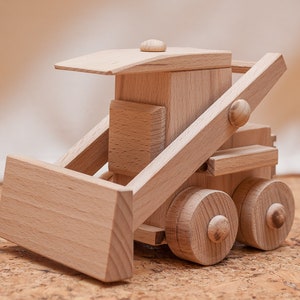 Eco toy. Wooden bulldozer. Wooden toy. Wooden tractor. Baby Gift. Wooden car. Handcrafted wooden bulldozer. Wood toy. Toy car.