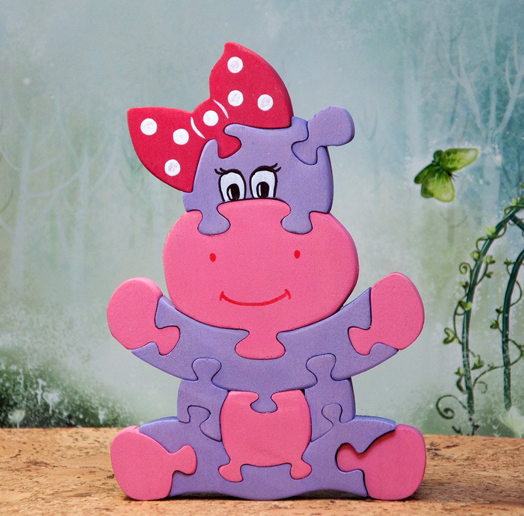 Wooden baby Puzzle. Nursery decor. Wooden animals wooden Etsy