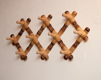 Wooden hanger, Wall Accordion Hanger, Wooden According Peg Rac, Entryway coat hooks, Wooden coat rack, Bathroom kitchen towel rack, Handmade
