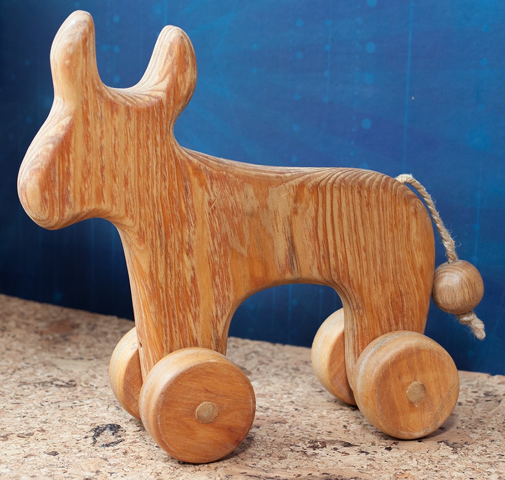 Wooden toys. Wooden horse deer. Wooden animals. Vintage Etsy