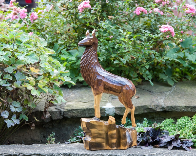 Wooden Deer. Vintage Deer Figure. Wood Deer Sculpture. Wooden Etsy