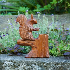 Carved Wooden Squirrel, Vintage Squirrel, Squirrel figurine, handmade Squirrel sculpture, sculpture animal, USSR Squirrel, Pencil holder