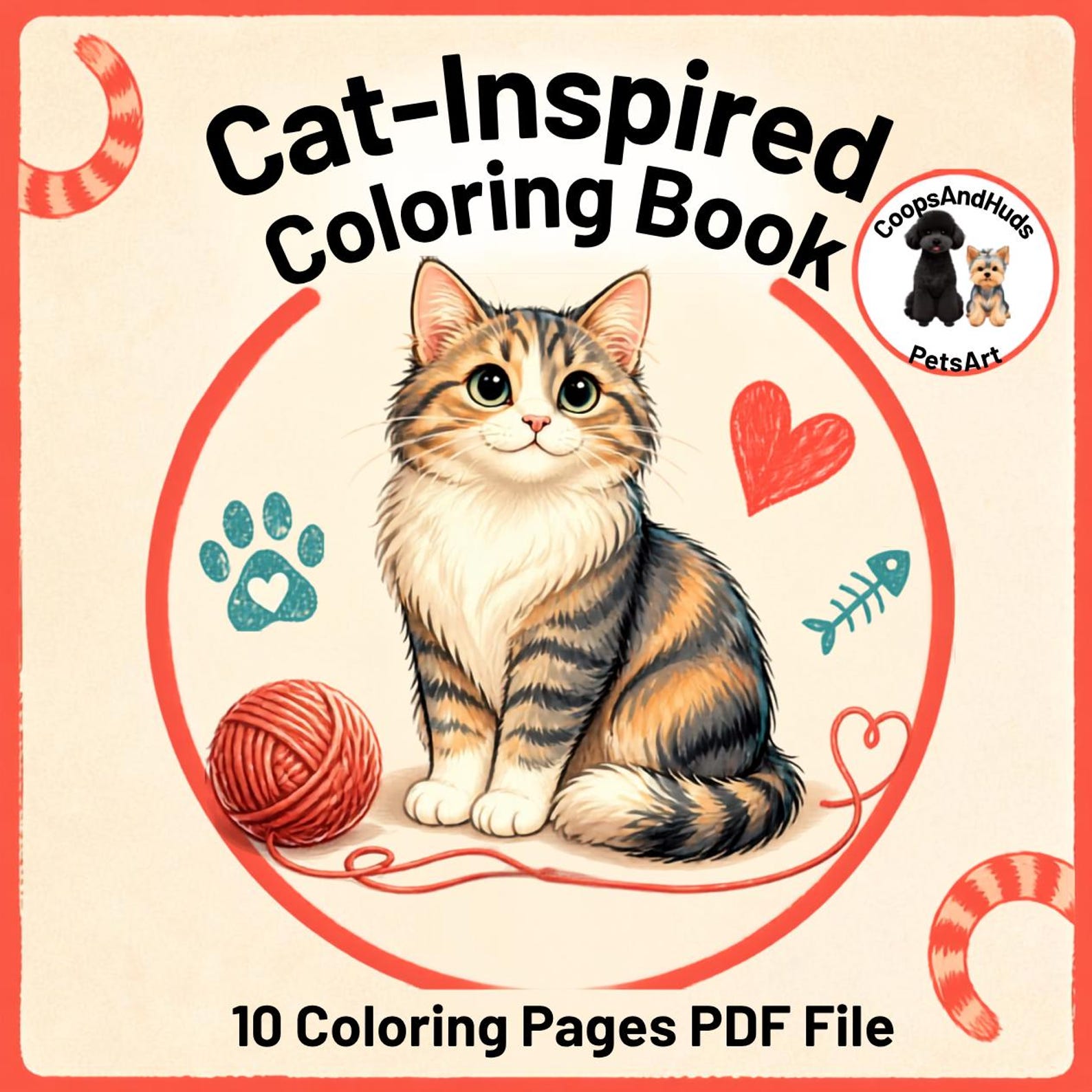 Printable Cat Coloring Book, Cute Kitten Coloring Pages for Kids ...