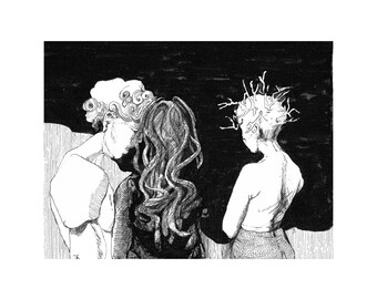 Signed giclee print: MEDUSA & her SISTERS illustration from the limited edition book Medusa and her Sisters