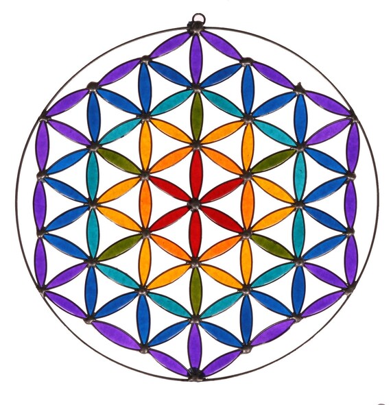 Om mandala sacred geometry Flower of life suncatcher yoga | Etsy