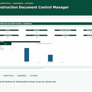 Construction Document Control Manager | RFI, Submittal, Drawing Tracker (Excel Template)