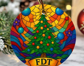 Democrat Xmas Gift, FDT Stained Glass, Anti Trump Ornament, Liberal Holiday Keepsake, Pro Democracy Tree Decor