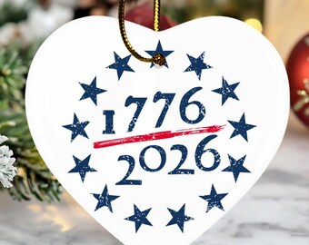 1776-2026 America Anniversary Commemorative Gift, Christmas Tree Decor Celebrating America Ceramic Ornament